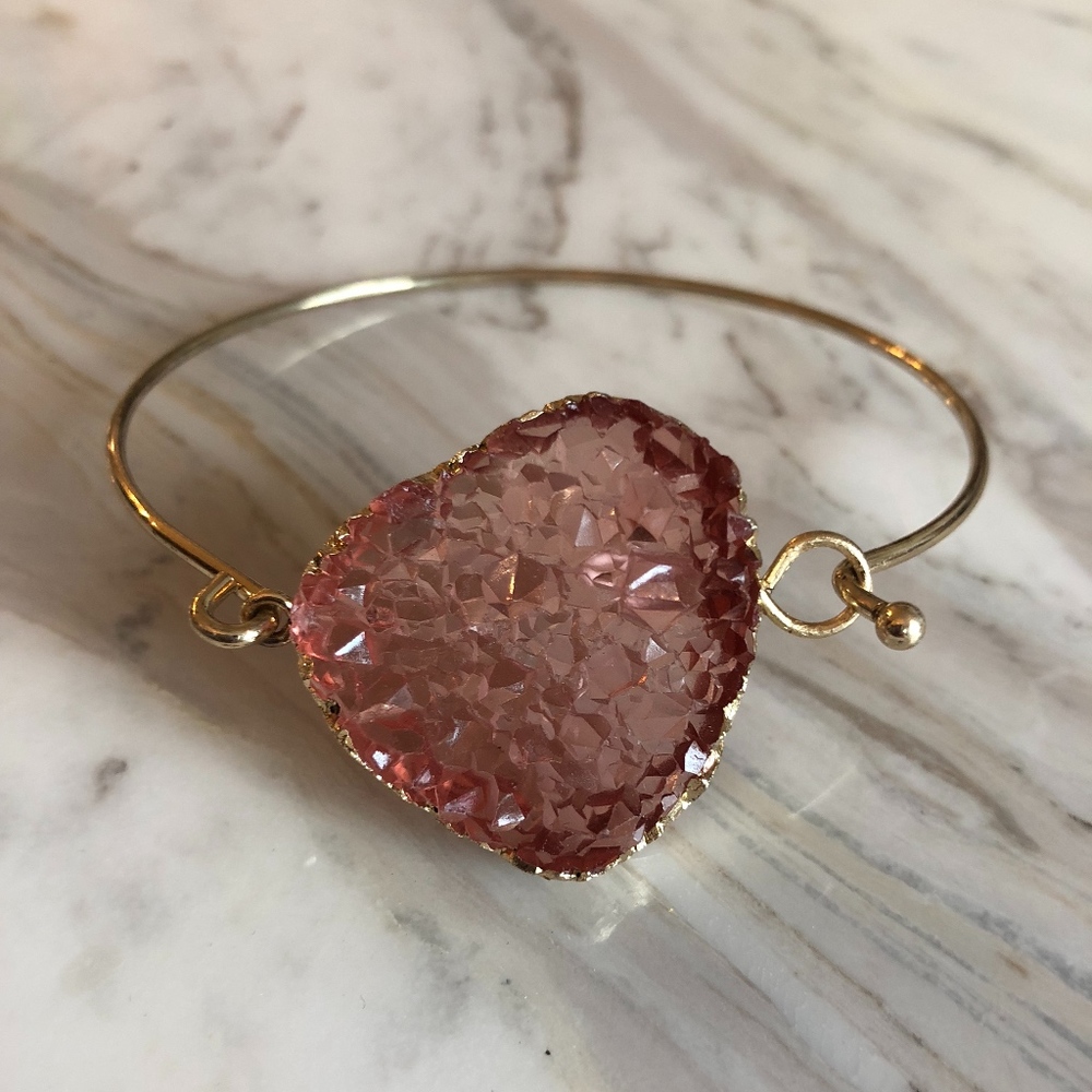 Faux rose colored druzy bracelet